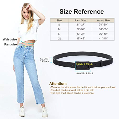 JASGOOD Women Skinny Waist Belt Single Color Basic Thin Belt for Dress Jeans Pants 0.75 inch Wide 2 Pack, Black+Brown Perfect for Waist Size 30\
