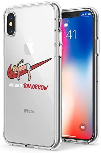 PICAVINCI iPhone 10 Case,iPhone X Case, Cool Funny Lazy Man Do Tomorrow 3D Printed Cartoon Design Soft Clear Cute Funny Case