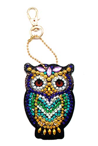 5D DIY Diamond Painting Keychain, 5 pcs Owl Shape, Mosaic Making Full Drill Special Shape Diamond Painting Kit for Bags, Smartphone Straps, 5 Pack - Thumbnail 7