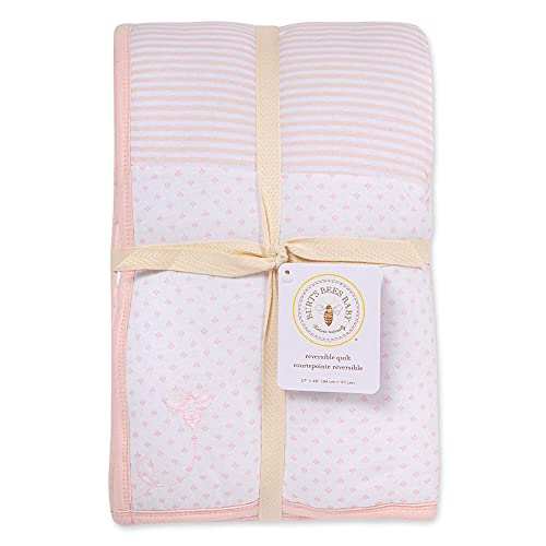 Burt's Bees Baby Dottie Bee Reversible Quilt, 100 Organic and 100 Polyester Fill (Blossom