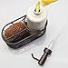 mDesign Decorative Ceramic Kitchen Sink Countertop Liquid Hand Soap Dispenser Pump Caddy with Storage Compartment - Holds Sponges, Scrubbers, Brushes - Vanilla/Cream with Bronze Metal Wire Design