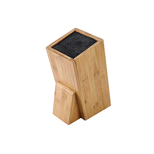 Bamboo Universal Knife Block, Knife Block Without Knives for Convenient Universal Knife Storage, Easy to Clean Kitchen Knife Holder, Knife Block for Large & Small Knives