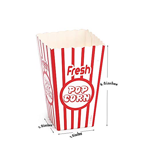 Movie Party Popcorn Boxes Food Grade - Striped Red and White - Popcorn Party Supplies for Movie Night, Festivals, Carnival Party Theme (100boxes) - Thumbnail 2