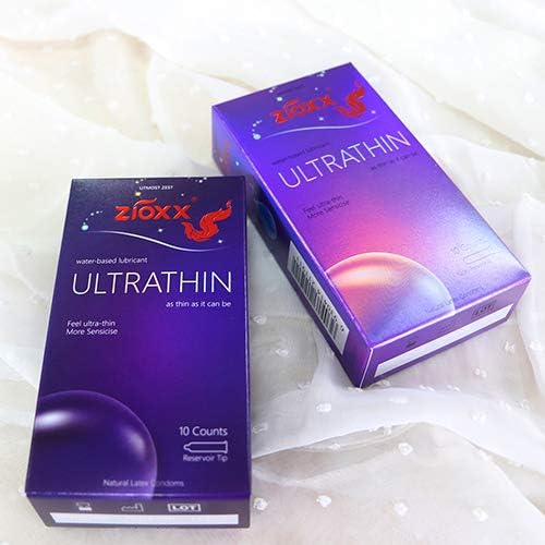 Zioxx Ultra Thin Hyaluronic Acid Lubricants Condoms 20 Pieces Water Based, Purple, 1 count (Pack of 20)