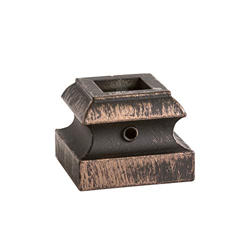 Oil Rubbed Bronze 16.3.19 Flat Base Shoes for 1/2 inch Square Iron Balusters for Stair Remodel, Box of 10