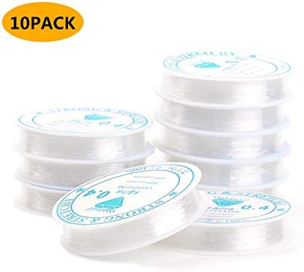0.8mm Elastic String, Stretchy Bracelet String Crystal String Bead Cord for Bracelet, Beading and Jewelry Making (10 Rolls)