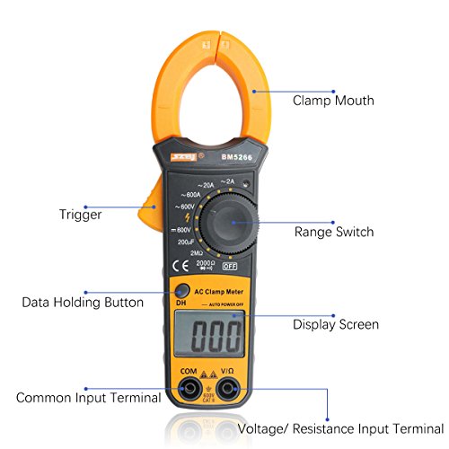 Xcellent Global Digital Clamp Meter Auto-Ranging Multimeter Electronic Measuring Instrument DIY Hand Tools with Voltage, AC Current, Diode and Resistance Test PC033