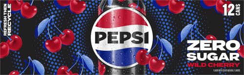PEPSI ZERO SUGAR WILD CHERRY SODA (12 COUNT, 12 FL OZ EACH)