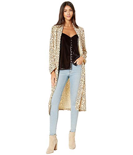 cupcakes and cashmere Women's Arianne Printed Soft Satin Duster Coat, Latte, Medium