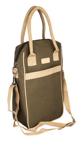 Insulated Fashion 2-Bottle Wine Tote, Metro Olive