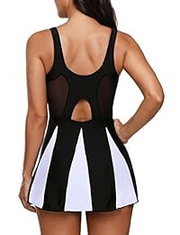 Zando - Bañador de una pieza para mujer, vestido de natación con control de barriga