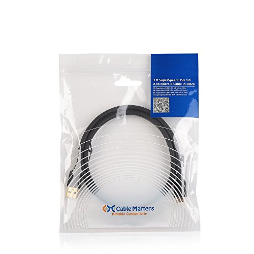 Cable Matters SuperSpeed USB 3.0 Type A to Micro-B Cable in Black 3 Feet