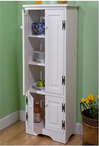 Extra Tall Kitchen Cabinet - Weathered White - Has One Fixed and Two Adjustable Shelves