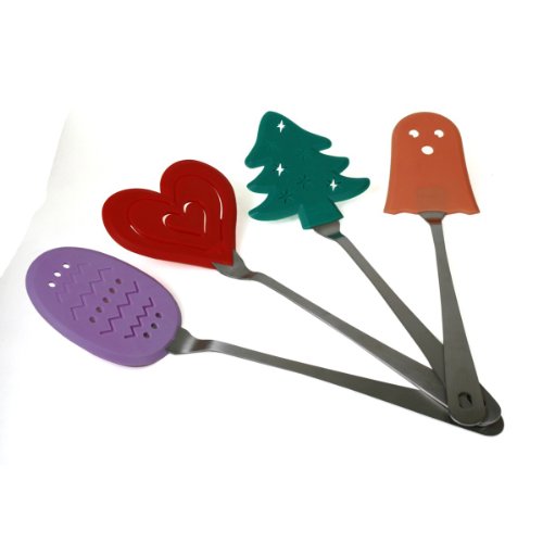 Hampton Direct STAINLESS STEEL HOLIDAY THEMED SPATULAS,Multicolor - SET OF 4