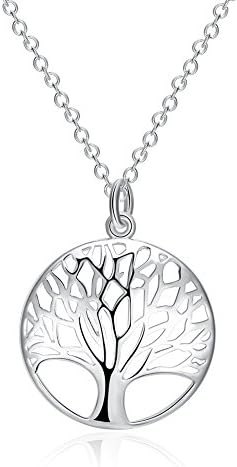 Tree of Life Earrings,Fashion Jewelry Sterling Silver Plated Tree Pendants Drop Dangle Earrings Necklace Set for Women Girls
