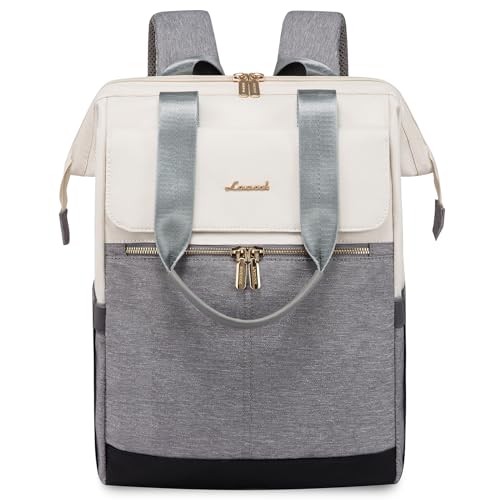 LOVEVOOK Damen Rucksack Modern, Laptop Schulrucksack Wasserdicht, Schultasche Teenager Backpack Women Elegant Tagesrucksäcke Handtasche 2 in 1, 17,3 Z