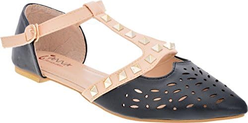 iAnna Stylish T-Strap Laser Cut Sandal