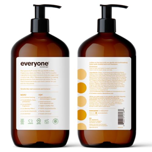 EVERYONE 3-IN-1 SOAP, BODY WASH, BUBBLE BATH, SHAMPOO, 32 OUNCE (PACK OF 1), COCONUT AND LEMON, MADE WITH ESSENTIAL OILS FOR MEN AND WOMEN