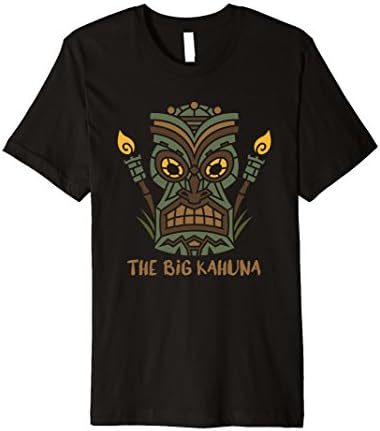 Mens The Big Kahuna Funny Hawaiian Tiki T-Shirt for Dads, Bosses Medium Black