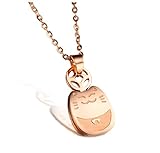 LOVE Beauties Maneki-neko Fortune Cats Lucky cat Rose Gold Plated Pendant Necklace Korean Love Style in a Gift Box