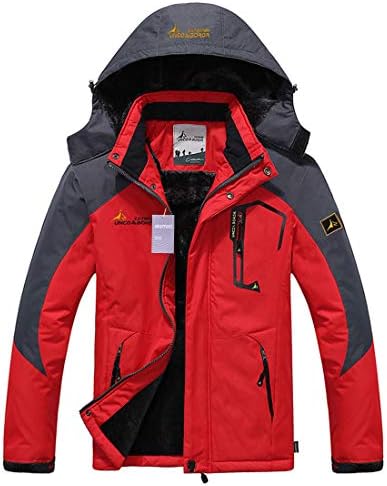 Alomoc Men's Winter Hiking Jacket Waterproof Softshell Snowboard Coats with Hood