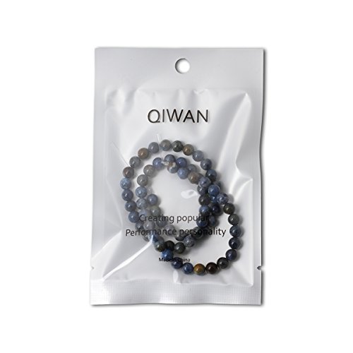 Qiwan 60PCS 6mm Natural Sunset dumortierite Gemstone Beads Gem Round Loose Beads for Jewelry Making 1 Strand 15"
