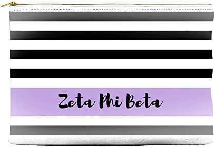 Zeta Phi Beta Black White Stripes Purple Cosmetic Accessory Pouch Bag for Makeup Jewelry &amp; other Essentials