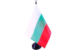 ZIGVERT Bulgaria Desk Flag 8'' x 5''- Bulgarian Flag Set, Bulgaria Table Flag, Bulgarian Office Flag, Desk Table Decoration, Black Plastic Stick and Base - Bulgaria Flag Vivid Color and Fade Resistant