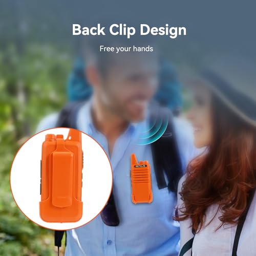 Retevis RT22 Rechargeable Walkie Talkies, Long Range Two Way Radio for Adults, Portable Handheld Radio, Voice Activated, Emergency Alarm, Outdoor Hiking Travel(4 Pack, Orange)