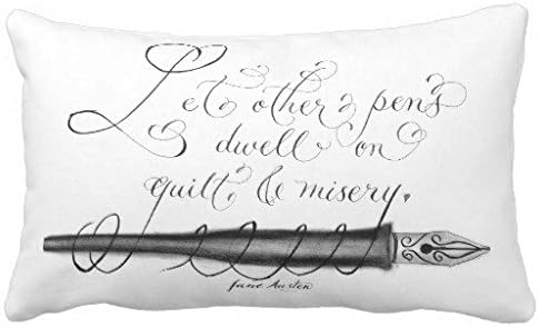 Standard Pillowcase Decorative Jane Austen Quote Calligraphy Pen Art Design Pillow Cover 20x36 Inches