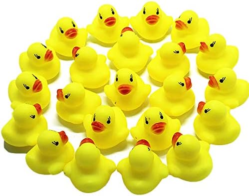 Kids Bath Toys,40PCS Cute Cartoon Yellow Duck Squeeze Squeak Education Teaching and Learning Bath Toys for Kids Children Boys Girls Toddlers Bath Time Birthday Christmas Festival Gift 4x4x3cm