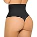 ShaperQueen103 Thong - Womens Basic Every-Day High-Waist Shapewear Trainer Tummy Control Thong Panty Underwear (L, Black)