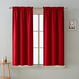 Deconovo Blackout Curtains Room Darkening Thermal Insulated Curtain Panels Rod Pocket for Living Room Red 38 x 45 Inch 2 Panels