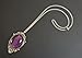 Purple Cabochon in Silver Finish Pewter Frame Large Oval Pendant Necklace