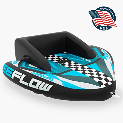 Serene Life Heavy-Duty Inflatable Towable Booster Tube - Two Person Water Tube Boating Float Tow Raft, Watersports Inflatable Pull Boats/Tubes/Towables w/Foam Seats, PVC Bladder, Handles - SLTOWBL20