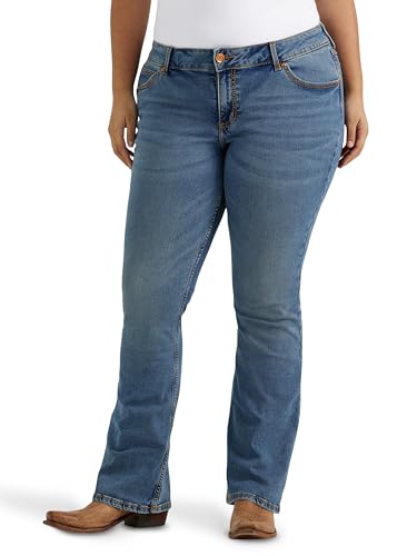Wrangler Damen Plus Retro Mae Mid Rise Stretch Bootcut Jeans, Mittelblau, 26W x 32L