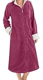 EZI Women's Zip Front Plush Terry Robe
