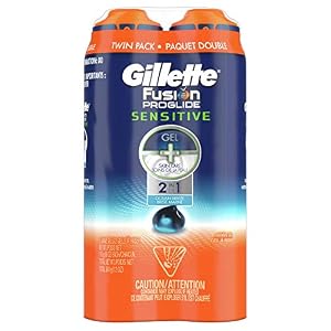 Gillette Fusion ProGlide Sensitive 2 in 1 Shave Gel, Ocean Breeze, 6 Ounce (Pack of 2)