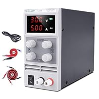 UNIROI DC Power Supply Variable 30V 5A DC Bench Power Supply with 3-Digit LED Display, Alligator Clip Leads (Banana Plug and Spade Lugs), Input Power Cord UC305