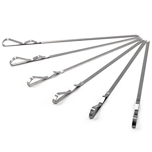 BBQ Skewers,X-Chef 17-inch Stainless Steel Barbecue Grill Stick Skewers Set Of 6