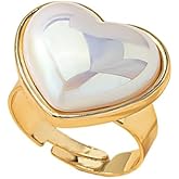 OIDIMS Elegant Pearl Heart Adjustable Rings for Women Dainty Engagement Promise Love Expandable Simple Open Finger Wedding Statement Stacking Ring Comfortable Fit Fashion Everyday Jewelry Valentine