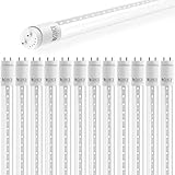 Sunco Lighting 12 Pack 4FT T8 LED Tube, 18W=40W Fluorescent, Clear Cover, 5000K Daylight, 2200 LM, Single Ended Power (SEP), Ballast Bypass, Commercial Grade - UL