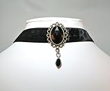 Black Elegant Gothic Lolita Retro Vintage Velvet Rhinestone Pendant Choker by GlobalTrendy