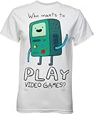 Adventure Time BMO Who Wants to Play Video Games? Men's T-Shirt, Large