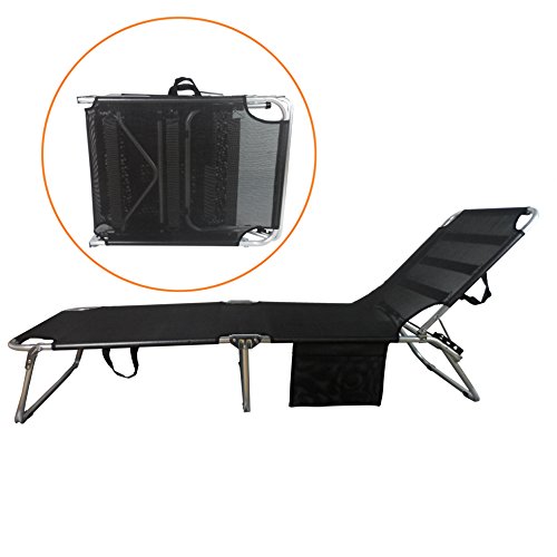 SPORT BEATS Beach Lounge Chair Aluminum Folding 4 Reclining Positions Chaise Lounge,Portable Fol ...