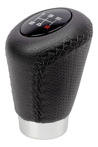 +PWR Car Parts Universal Gear Shift Knob OEM Sport Short Model Black Micro-Perforated Leatherette with Black Stitching. 27 mm Trigger. with Interchangeable Gear Shift Patterns.