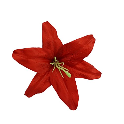 Colorfulife Artificial Silk Flower Head Lilies 6.7" Tiger Lily Flower Head Wedding Home Party Garden Decoration Bridal Bouquet Wreath Headwear Clip DIY Accessories,Pack of 20 (Red)