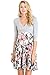 Hello Miz Elbow Sleeve V-Neck Color Block Flower Printed Maternity Nursing Skater Dress (Medium, Grey/Pink)
