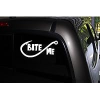 Classy Vinyl Creations Bite Me Decal, Fishing Decal Car Truck Automotive Window Black or White Decal Bumper Sticker 3" H X 6.5" W