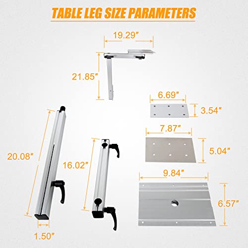 RV Table Leg Bracket with Height Adjust 360 Degree Rotation Removable